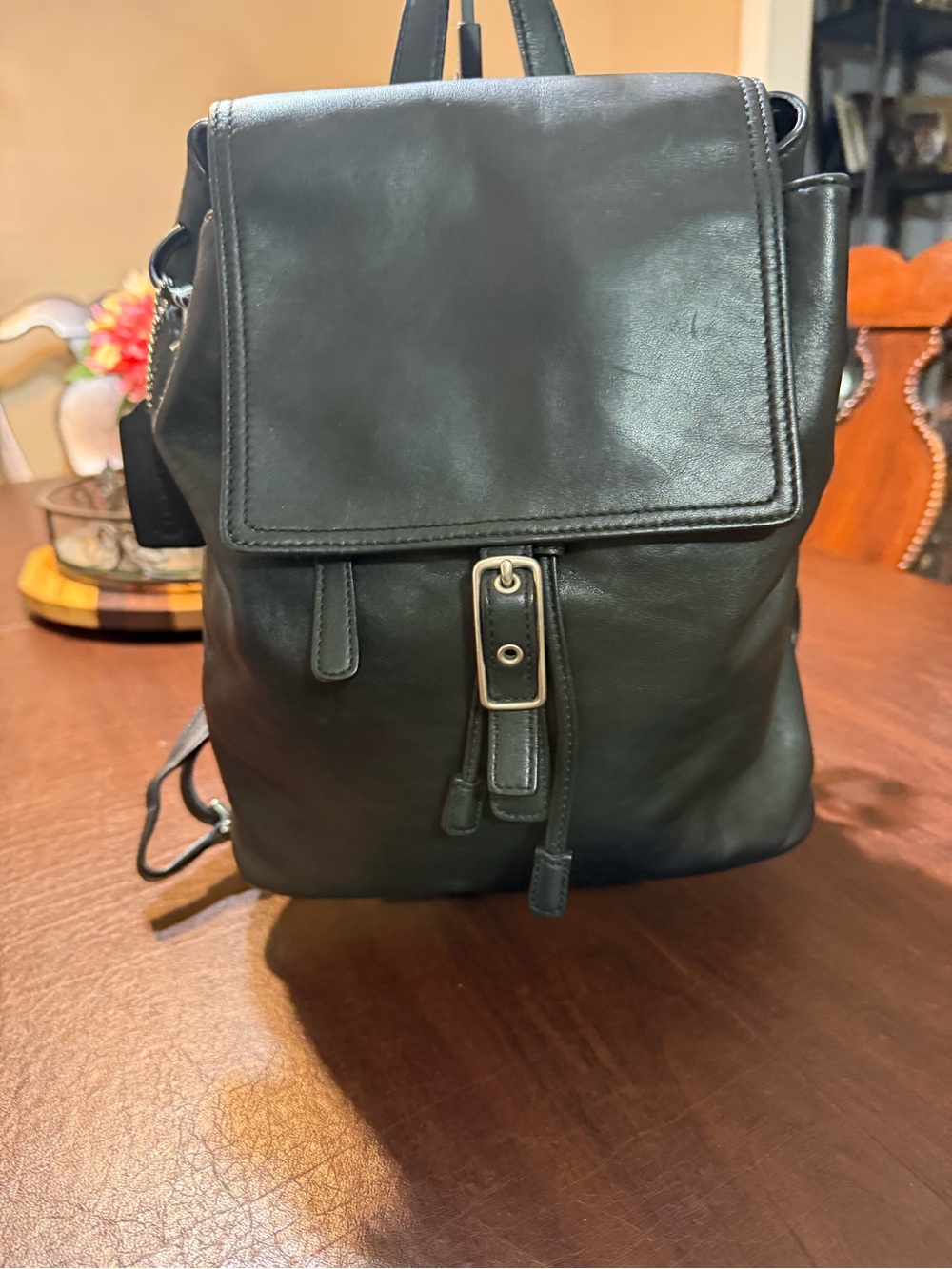 Vintage Coach Hampton Legacy Smooth Leather Black Backpack -9827